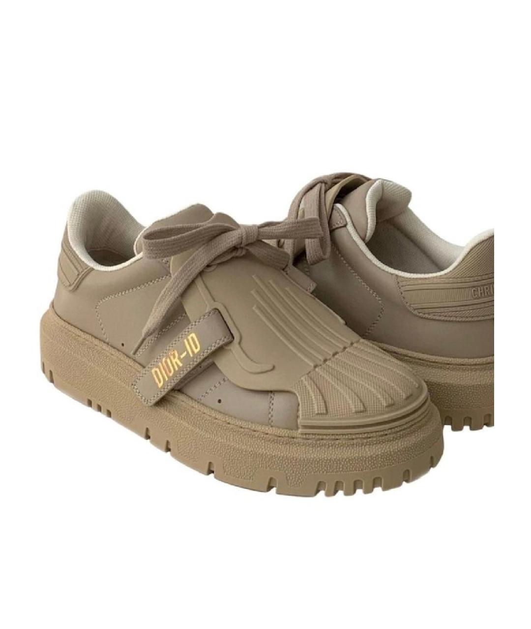 CHRISTIAN DIOR Бежевые кожаные кеды, фото 2