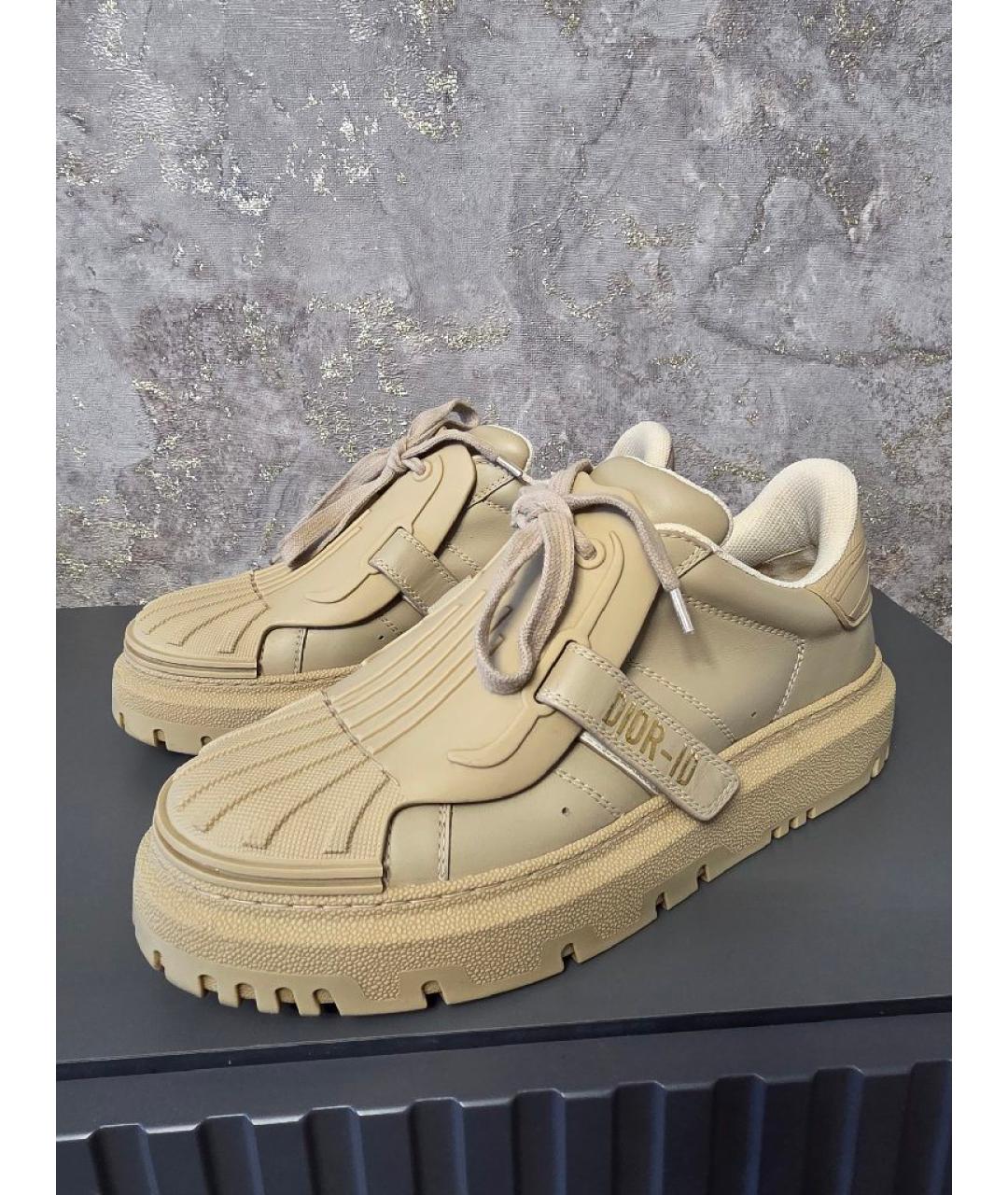 CHRISTIAN DIOR Бежевые кожаные кеды, фото 8