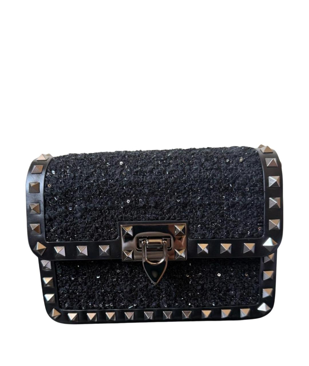 VALENTINO Черная твидовая сумка через плечо, фото 1