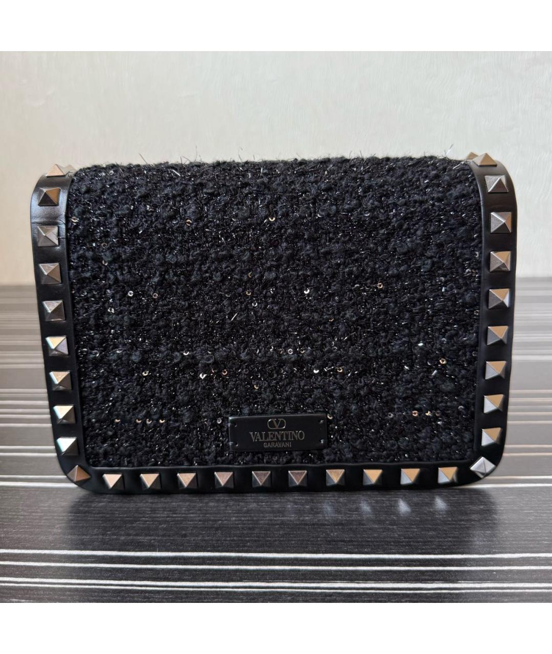 VALENTINO Черная твидовая сумка через плечо, фото 3
