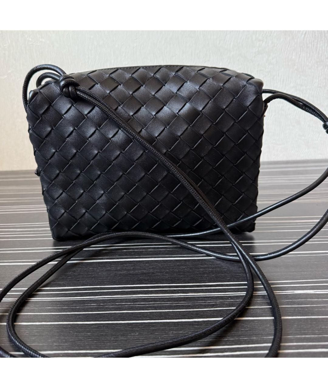 BOTTEGA VENETA Черная кожаная сумка через плечо, фото 3