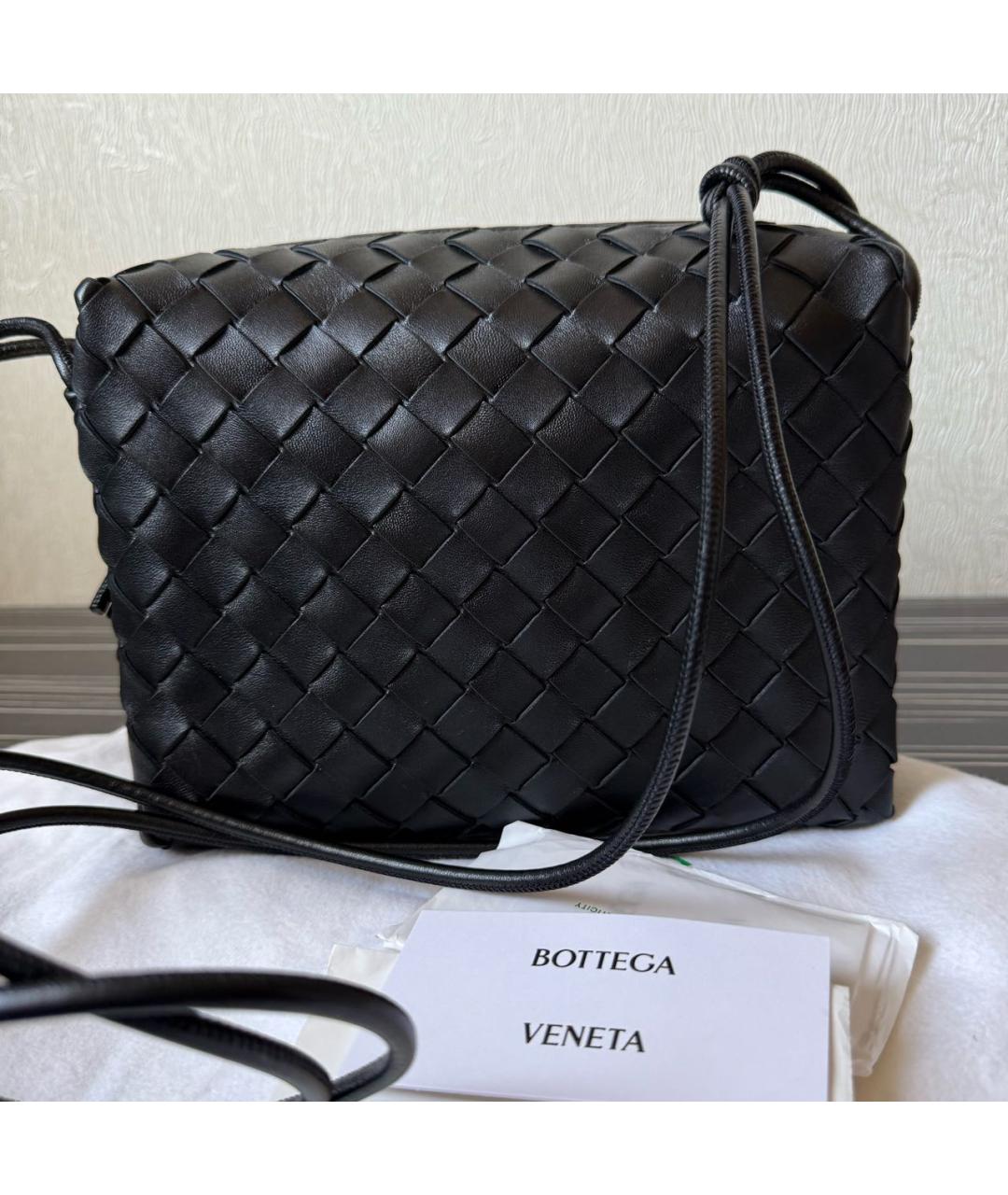 BOTTEGA VENETA Черная кожаная сумка через плечо, фото 8