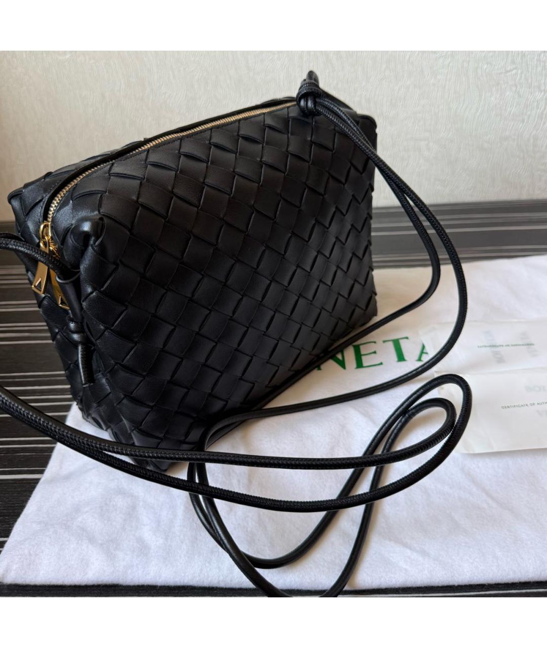BOTTEGA VENETA Черная кожаная сумка через плечо, фото 6