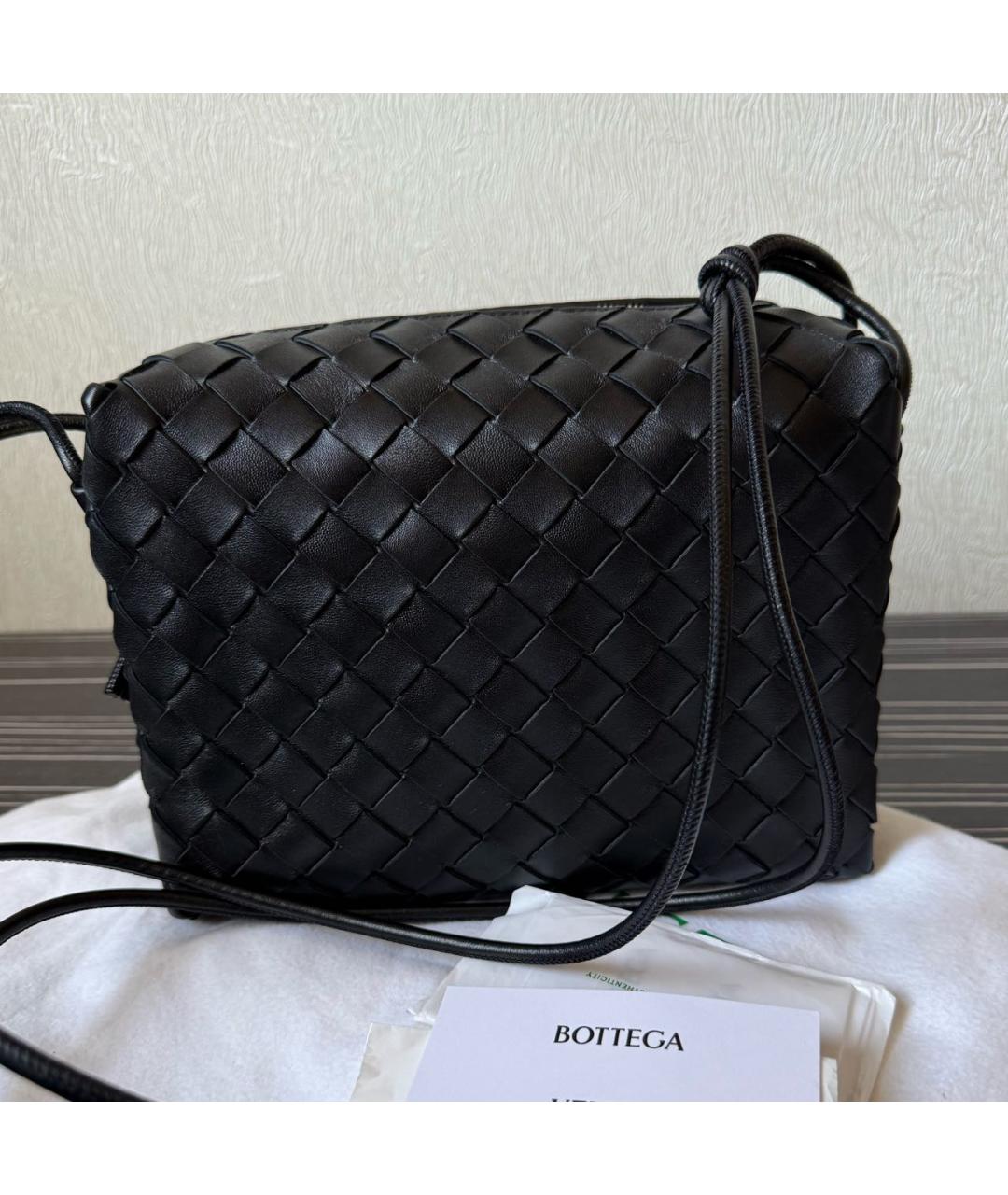 BOTTEGA VENETA Черная кожаная сумка через плечо, фото 7