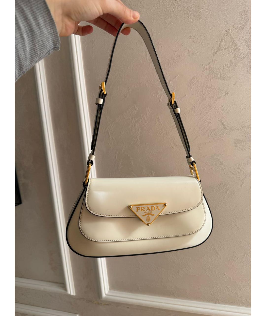 PRADA Белая кожаная сумка через плечо, фото 4