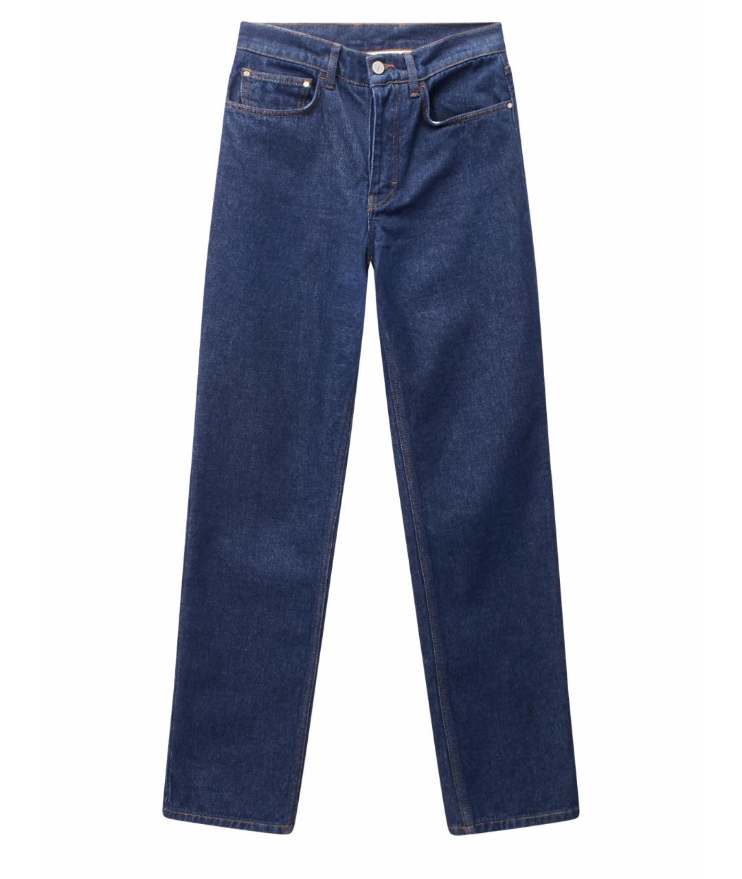 ULYANA SERGEENKO Темно-синие хлопковые прямые джинсы, фото 1