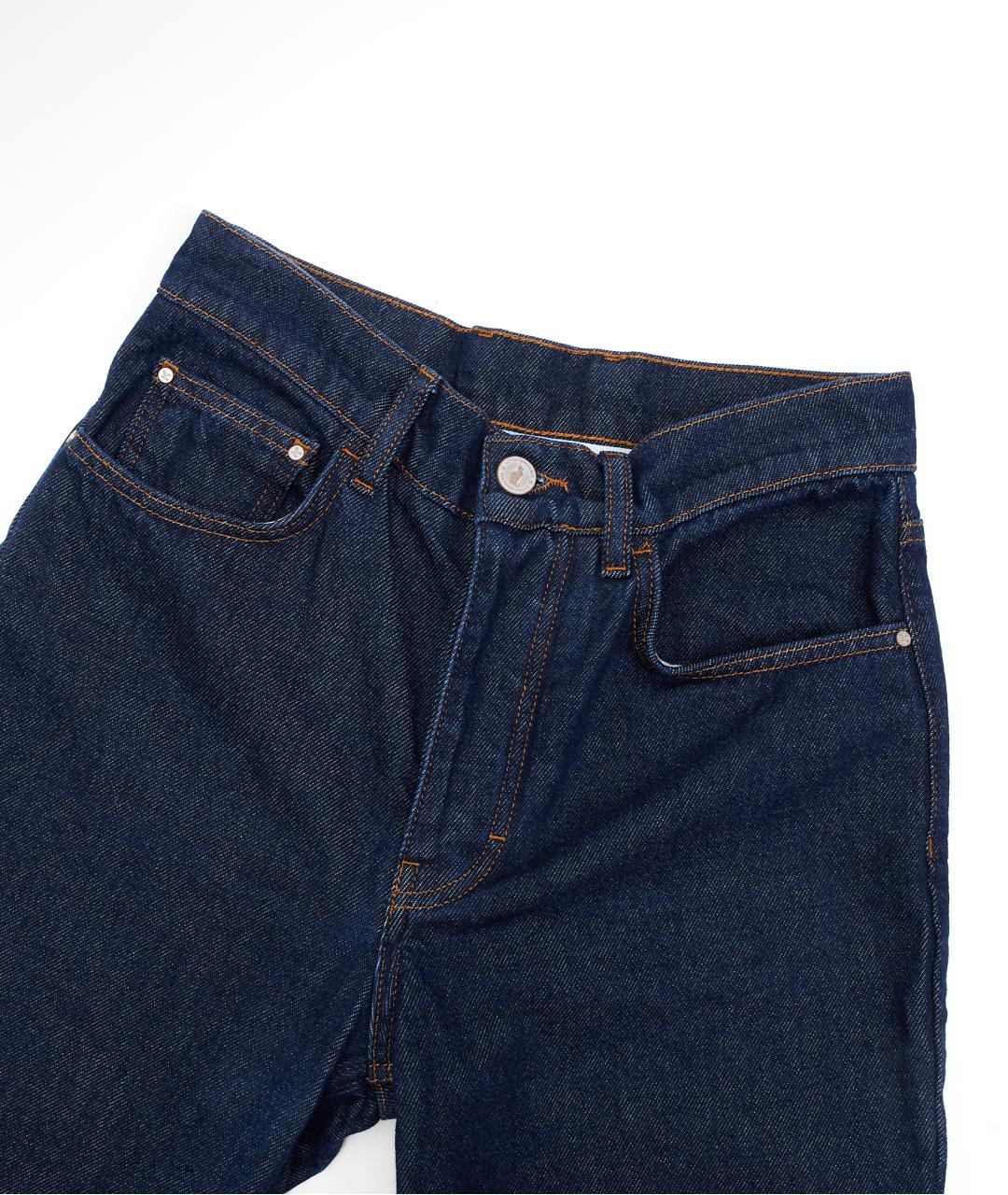 ULYANA SERGEENKO Темно-синие хлопковые прямые джинсы, фото 3