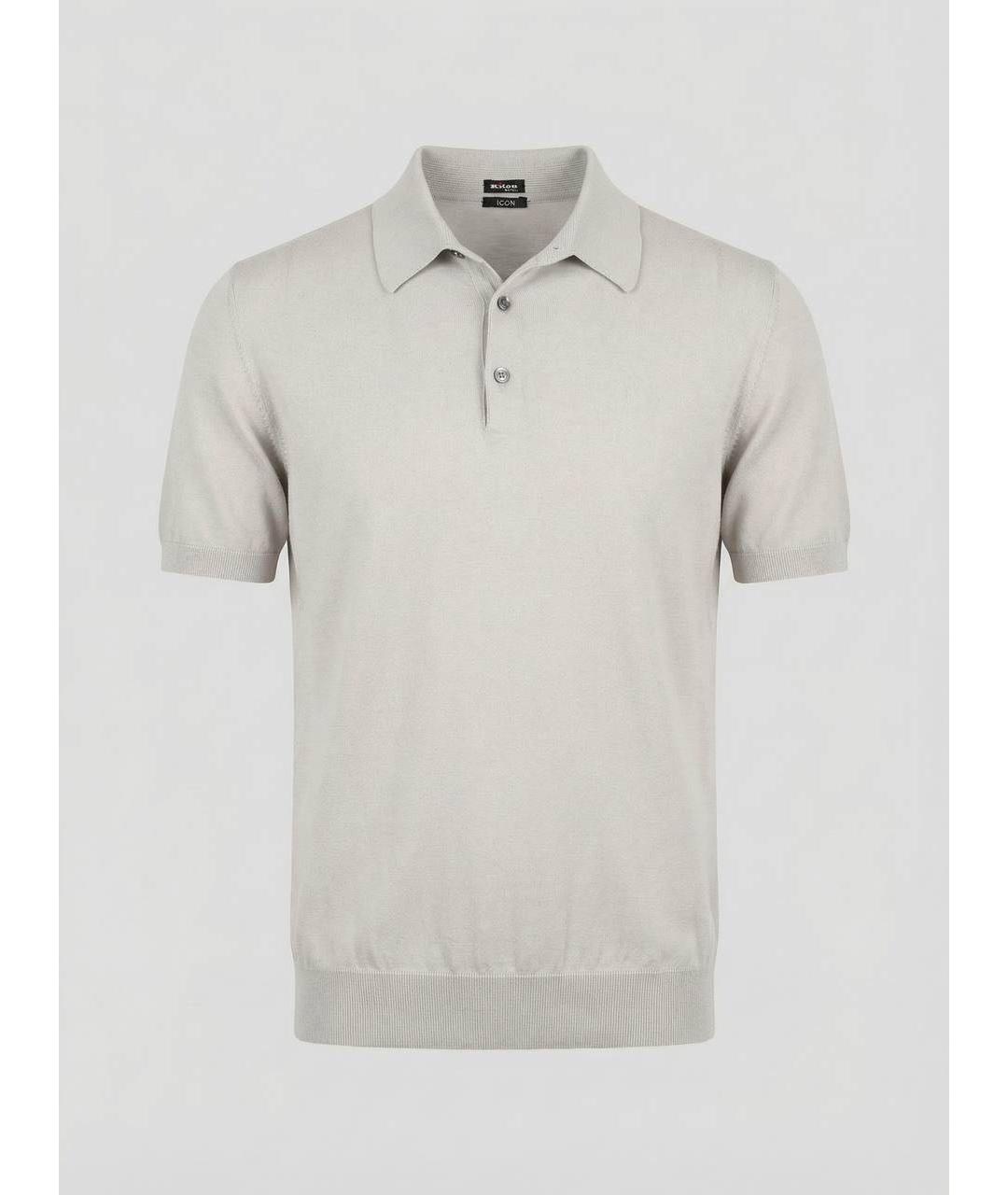 KITON Серое хлопковое поло с коротким рукавом, фото 9