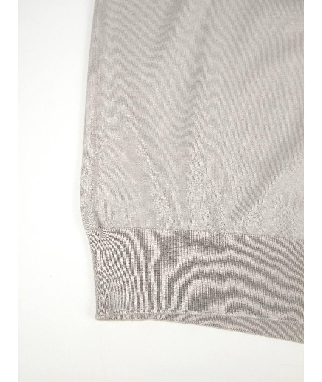 KITON Серое хлопковое поло с коротким рукавом, фото 8