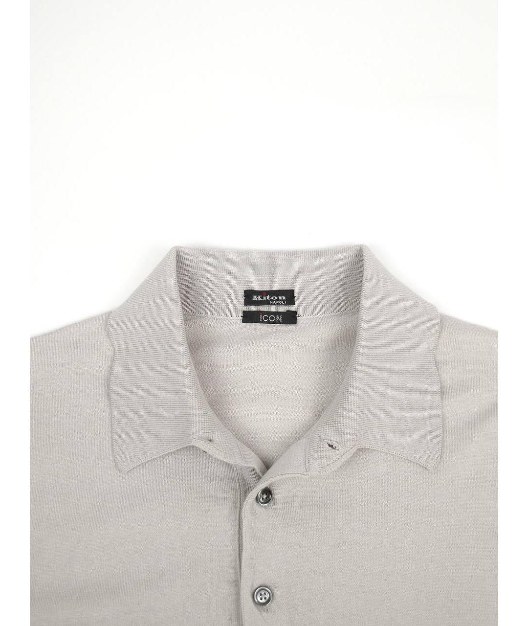 KITON Серое хлопковое поло с коротким рукавом, фото 7