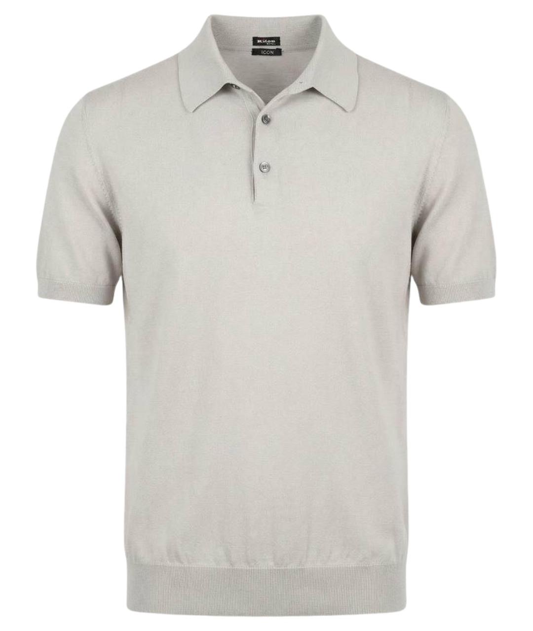 KITON Серое хлопковое поло с коротким рукавом, фото 1