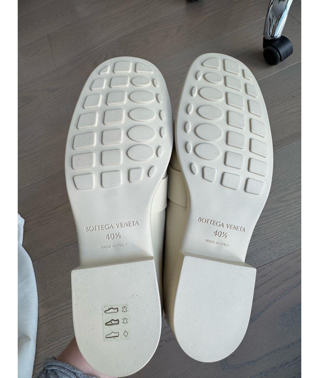 BOTTEGA VENETA Бежевые кожаные лоферы, фото 7