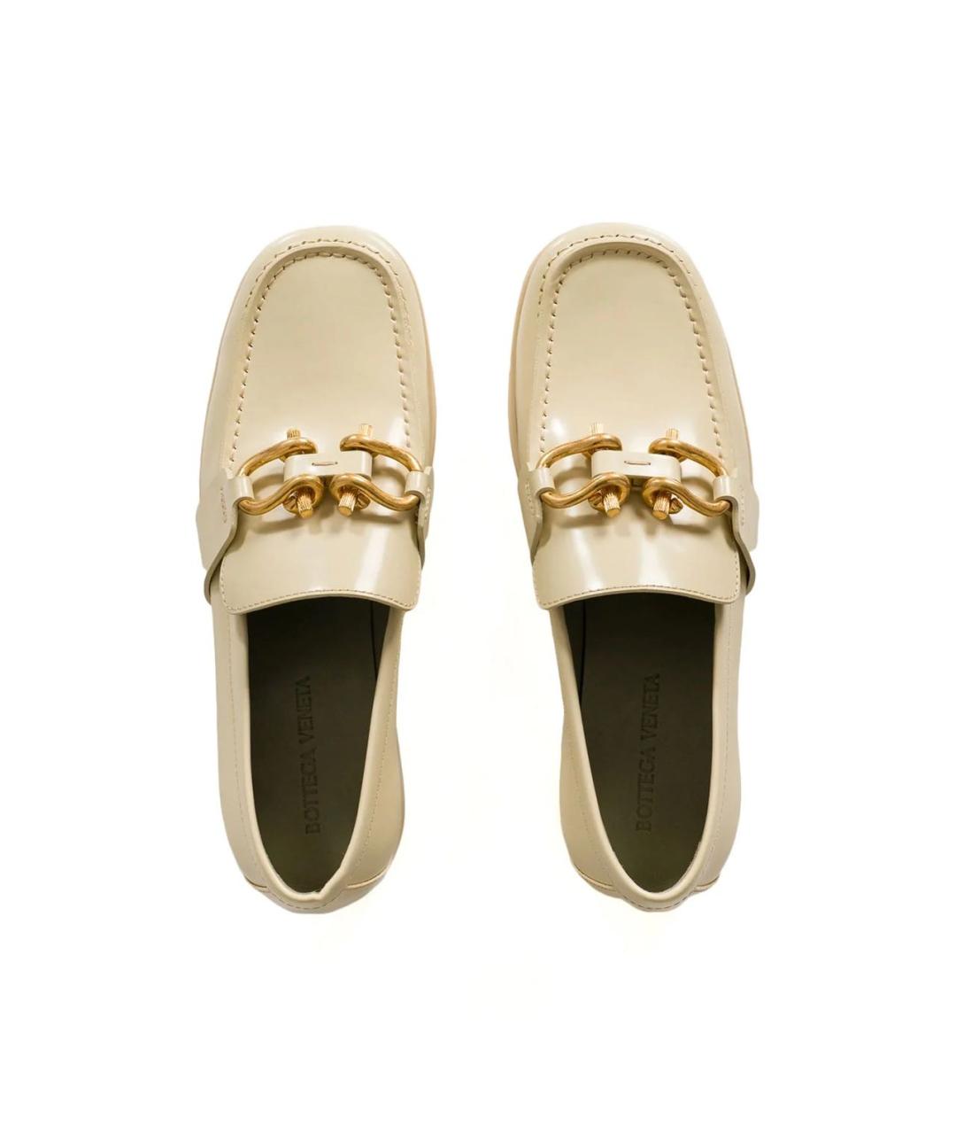 BOTTEGA VENETA Бежевые кожаные лоферы, фото 4