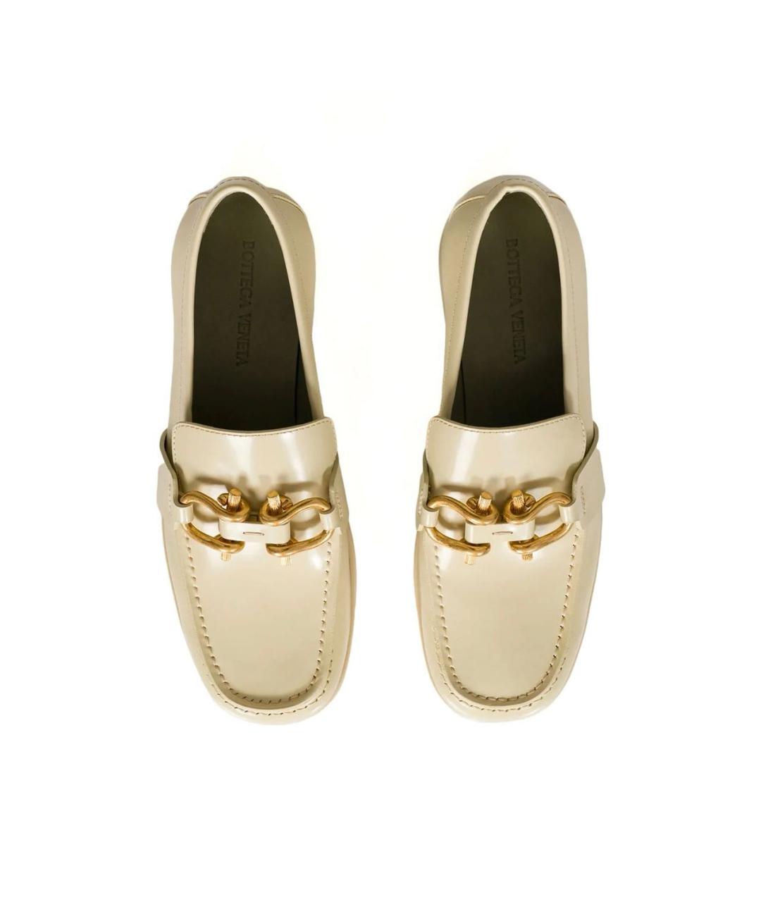 BOTTEGA VENETA Бежевые кожаные лоферы, фото 3