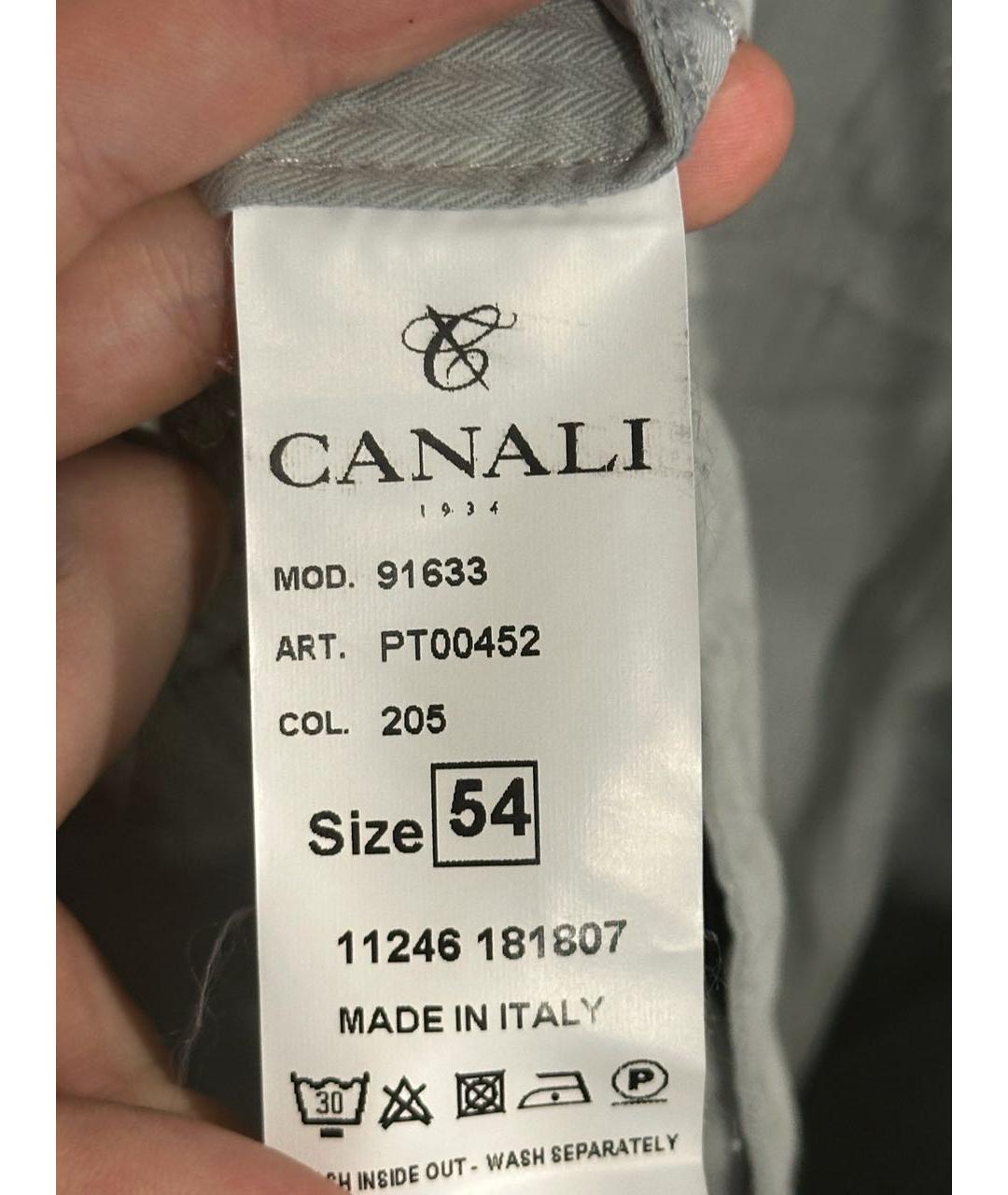 CANALI Серые хлопковые повседневные брюки, фото 7