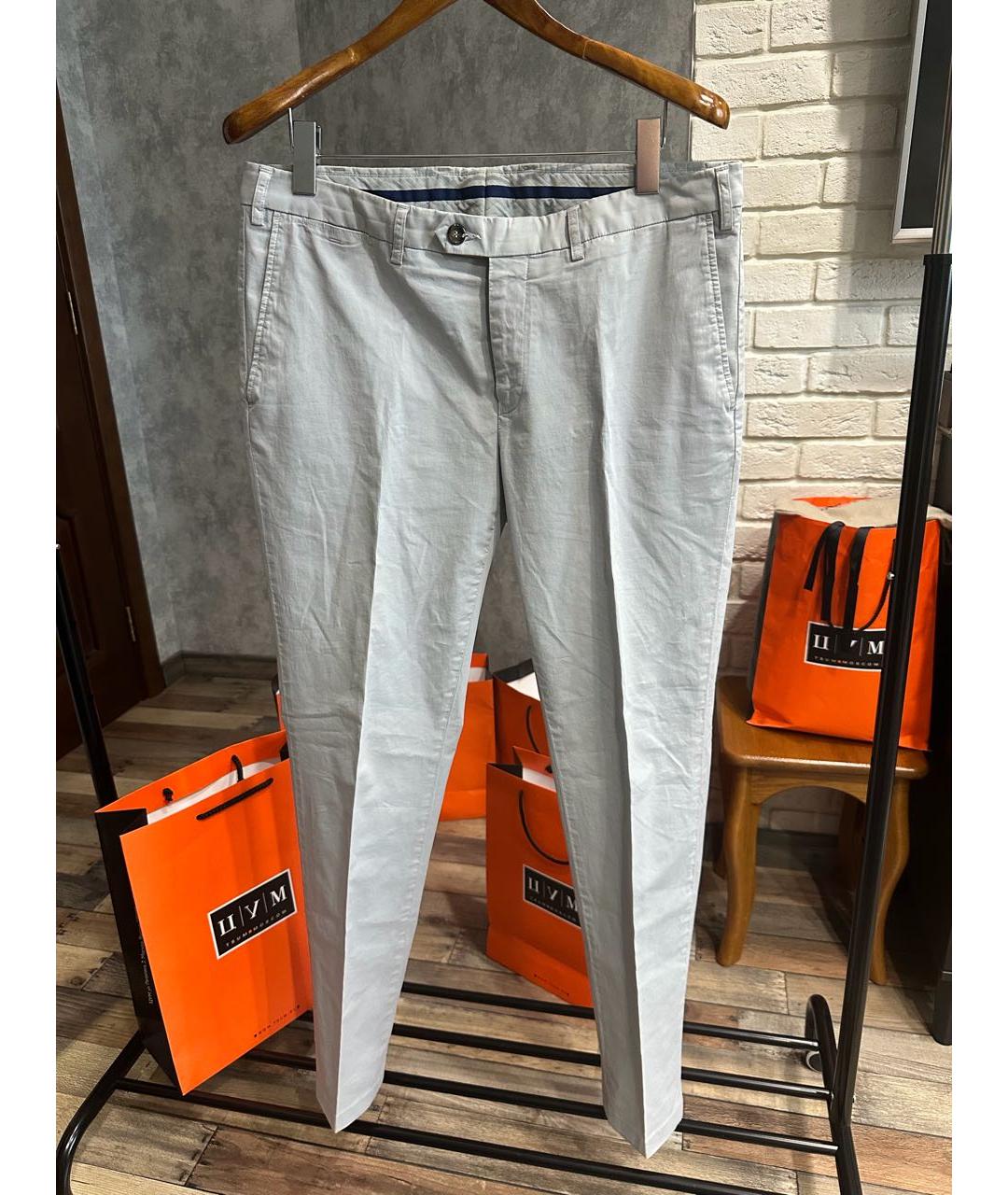 CANALI Серые хлопковые повседневные брюки, фото 8