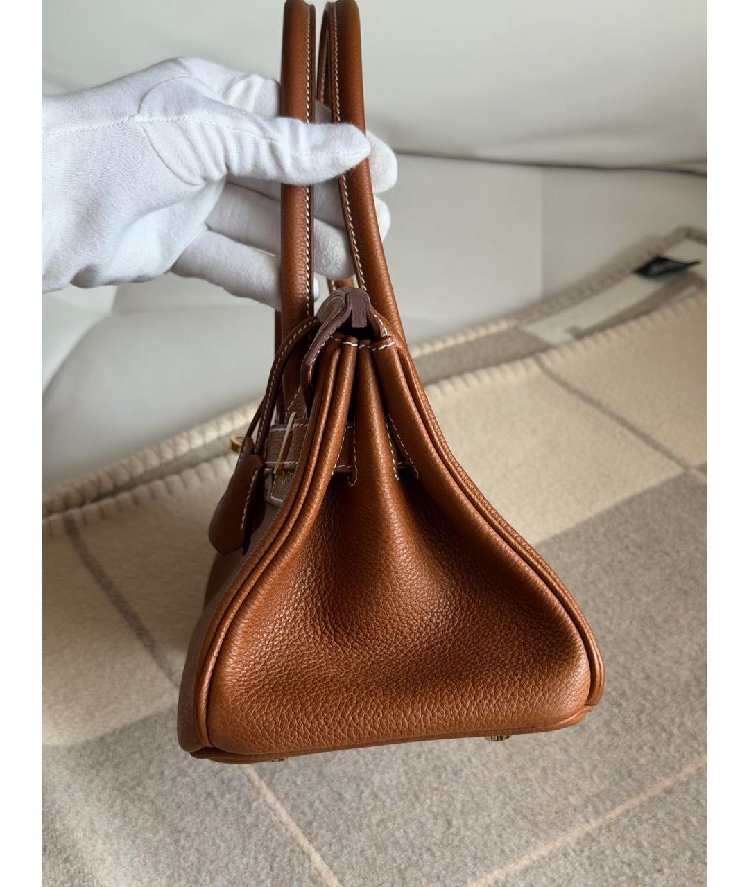 HERMES Коричневая кожаная сумка с короткими ручками, фото 5