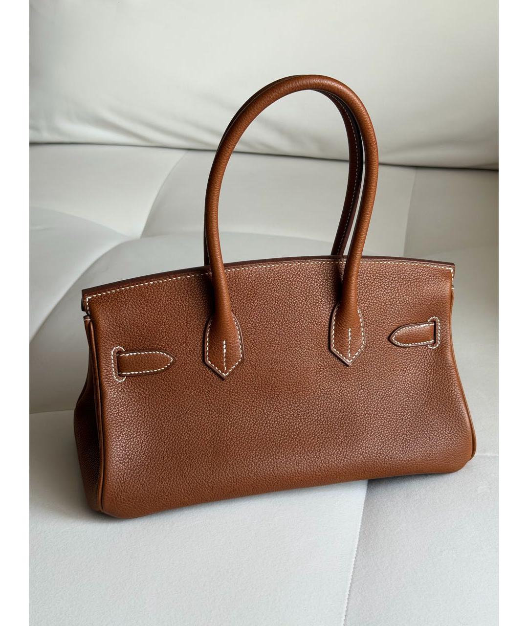 HERMES Коричневая кожаная сумка с короткими ручками, фото 4