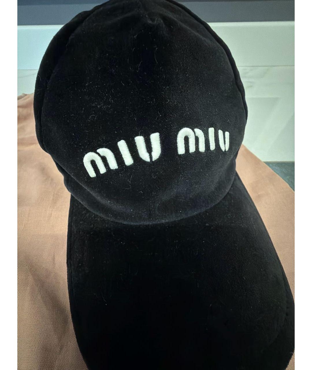 MIU MIU Черная бархатная кепка, фото 4