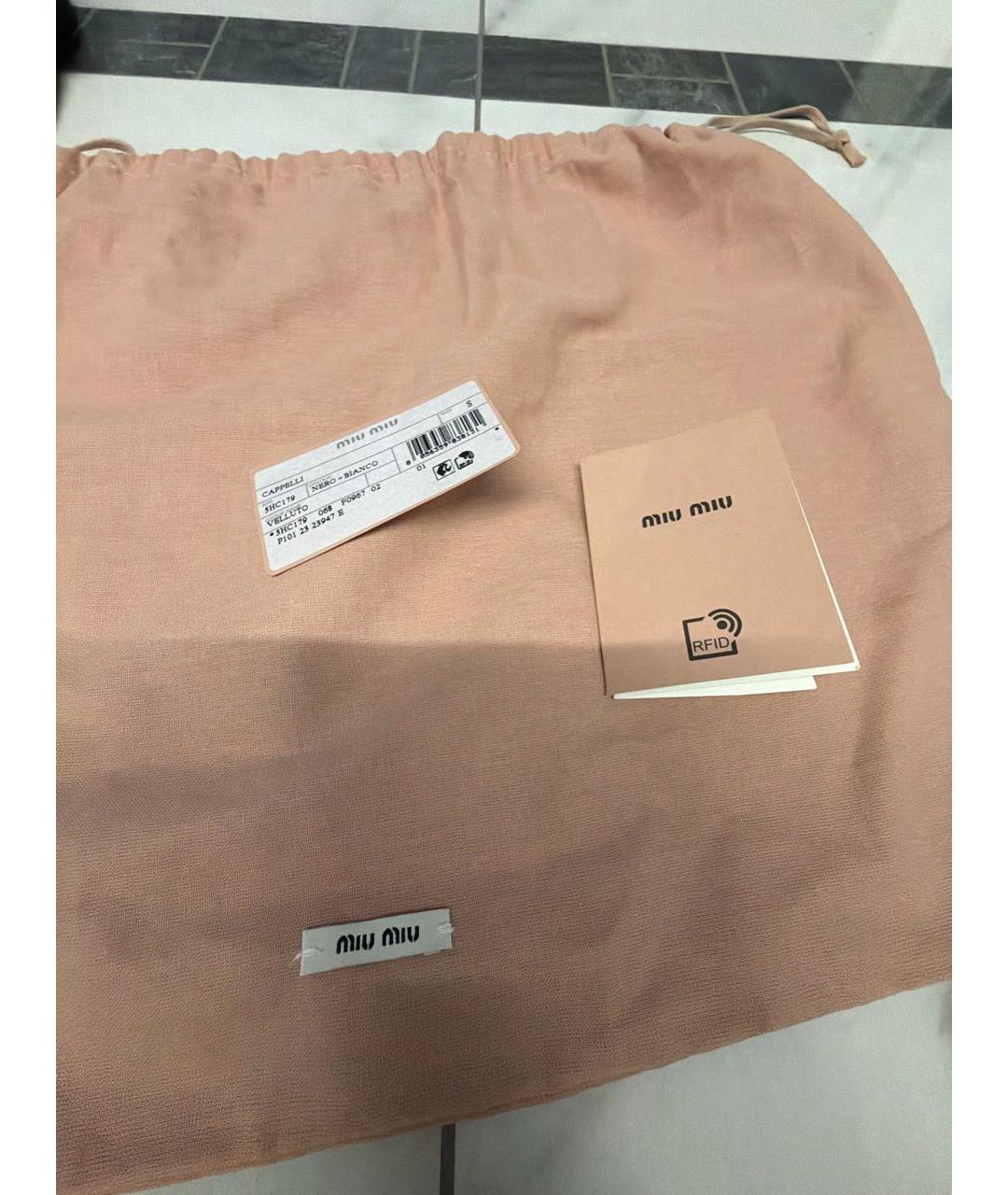 MIU MIU Черная бархатная кепка, фото 6