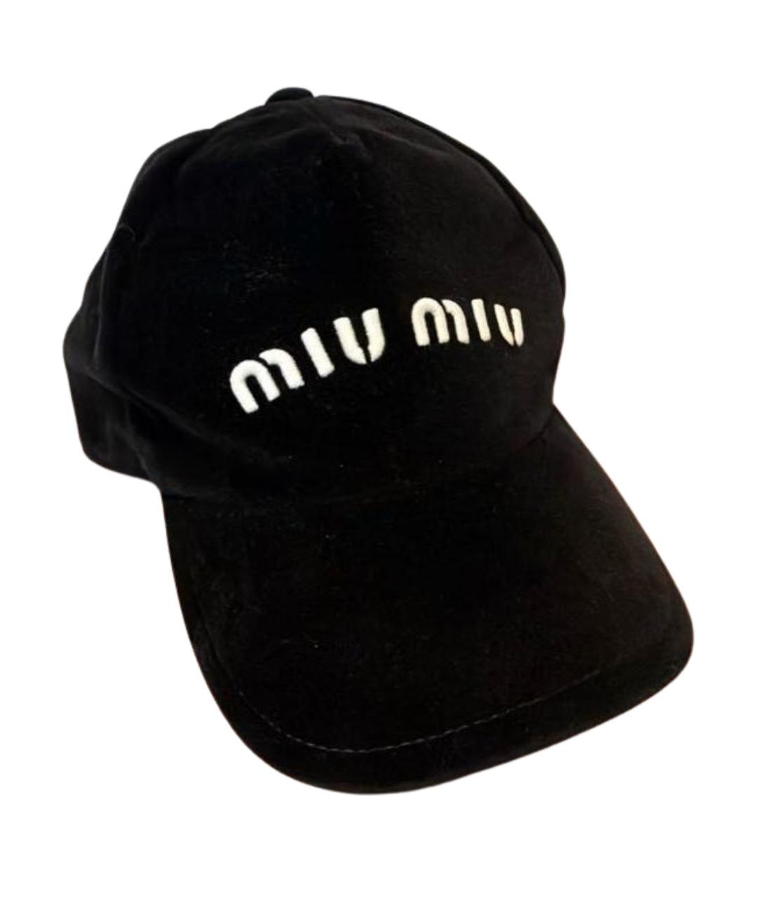 MIU MIU Черная бархатная кепка, фото 1