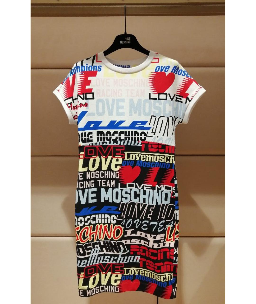 LOVE MOSCHINO Мульти хлопковое повседневное платье, фото 3