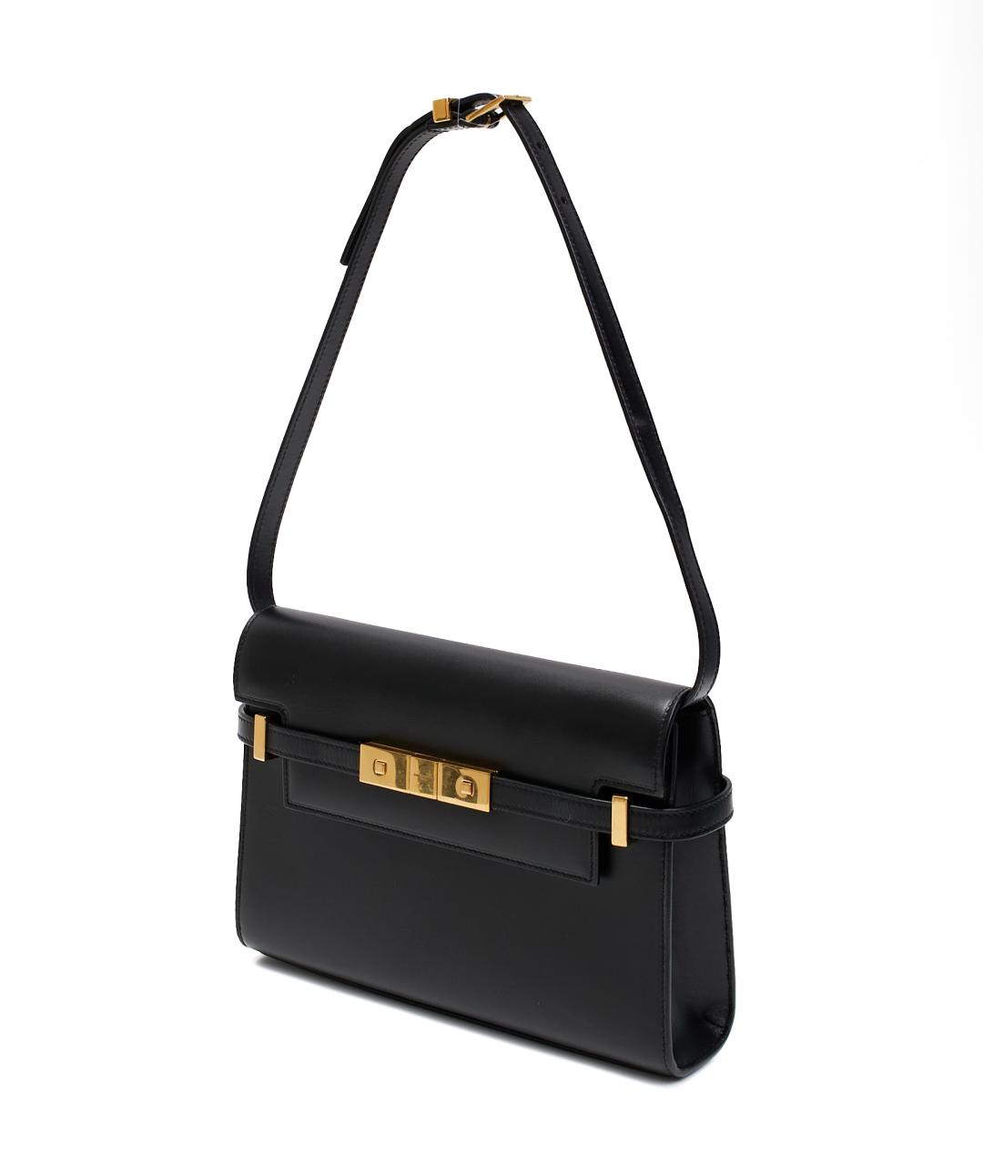 SAINT LAURENT Черная кожаная сумка через плечо, фото 2