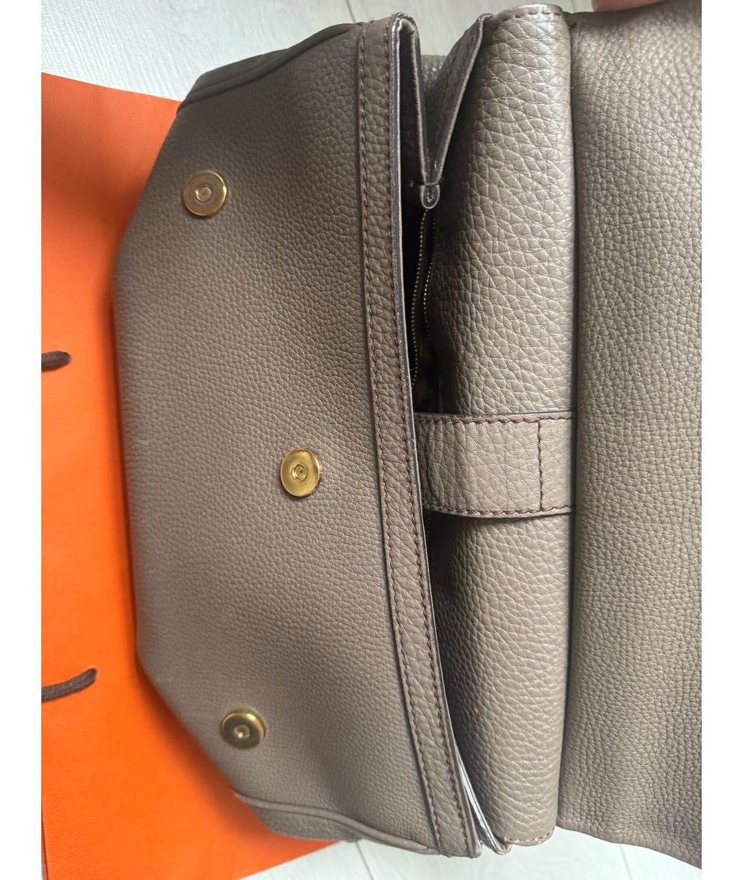 DOLCE&GABBANA Серая кожаная сумка с короткими ручками, фото 4