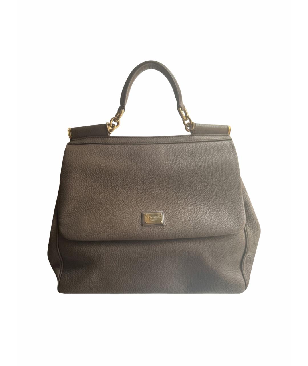 DOLCE&GABBANA Серая кожаная сумка с короткими ручками, фото 1