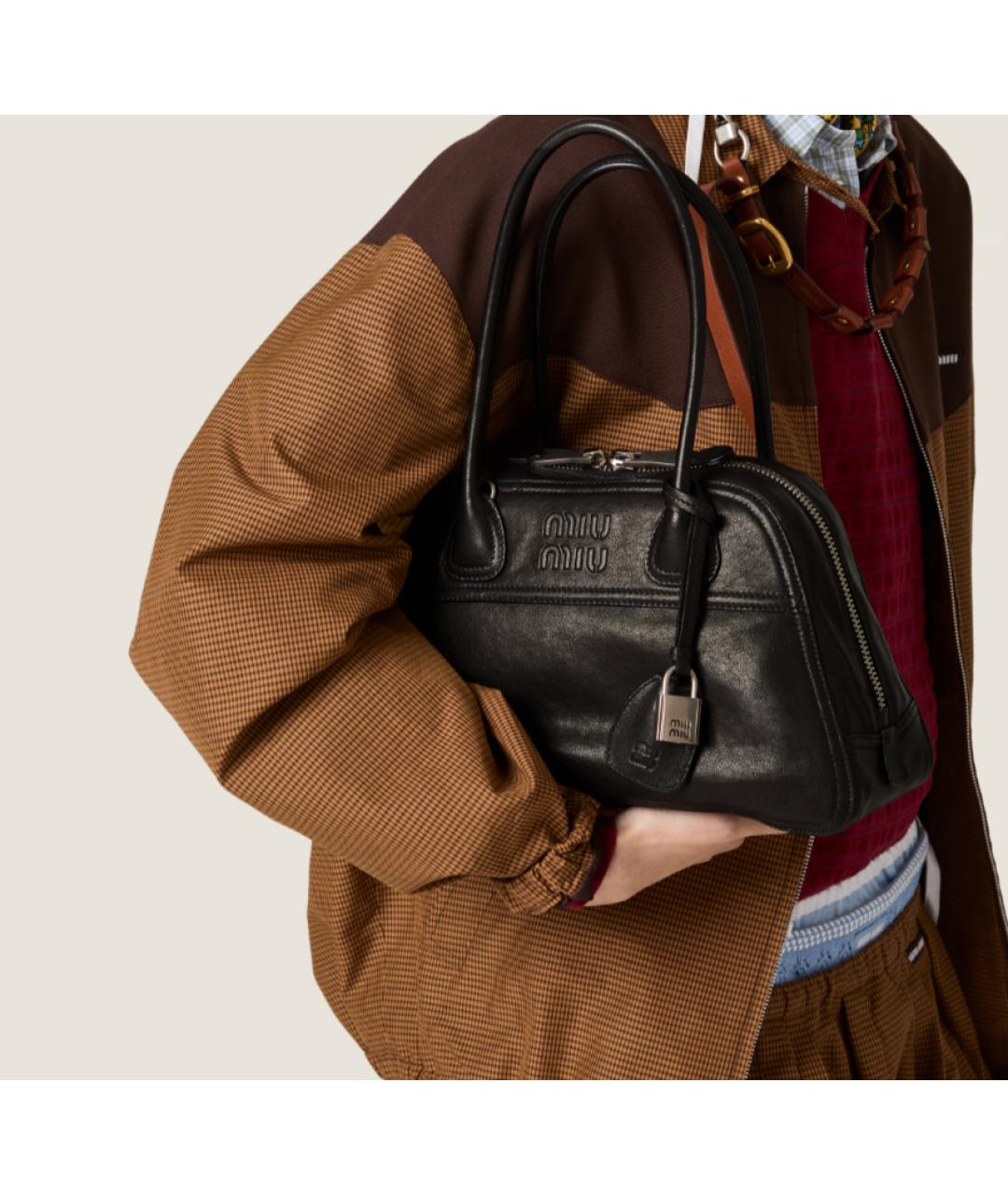 MIU MIU Черная кожаная сумка через плечо, фото 5