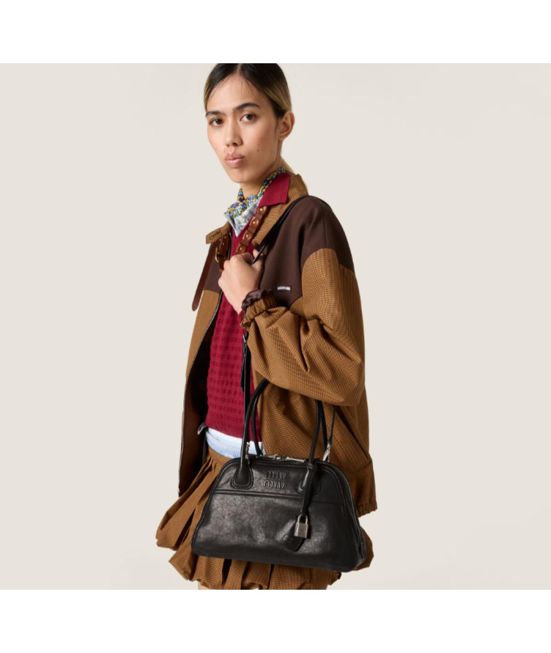 MIU MIU Черная кожаная сумка через плечо, фото 8