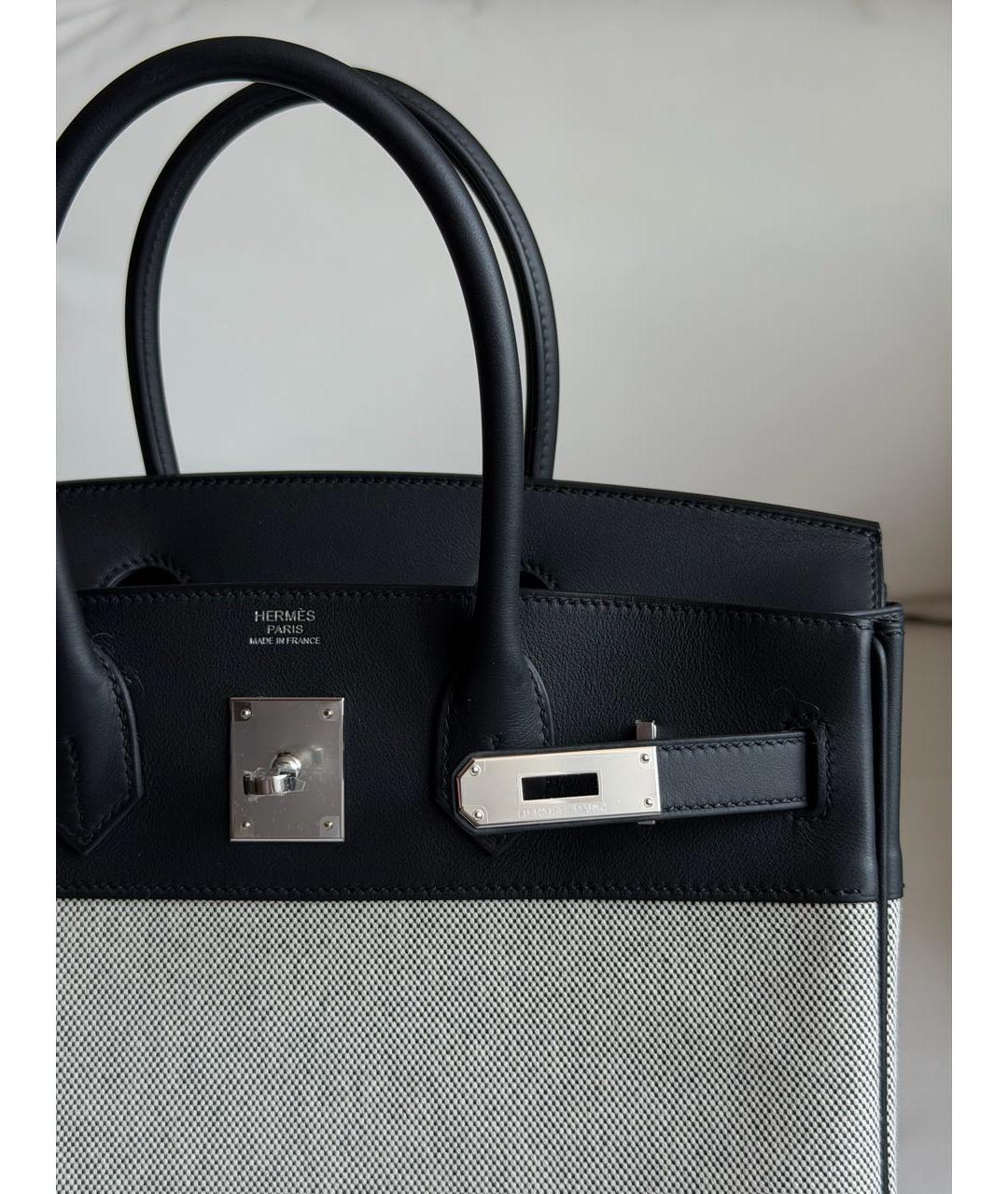 HERMES Серая тканевая сумка с короткими ручками, фото 4