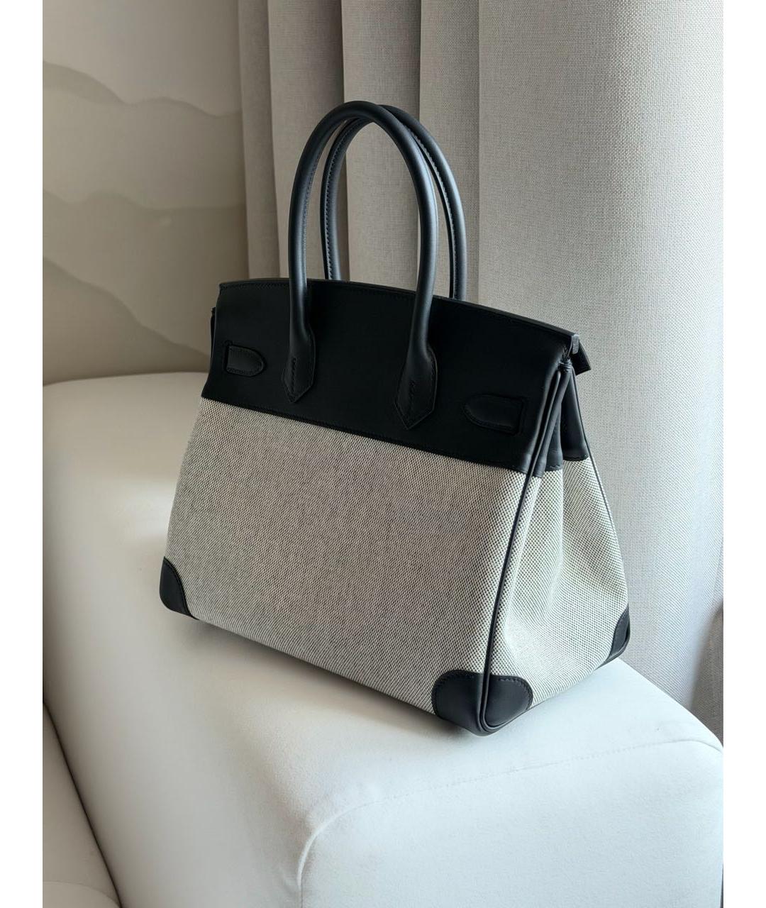 HERMES Серая тканевая сумка с короткими ручками, фото 3