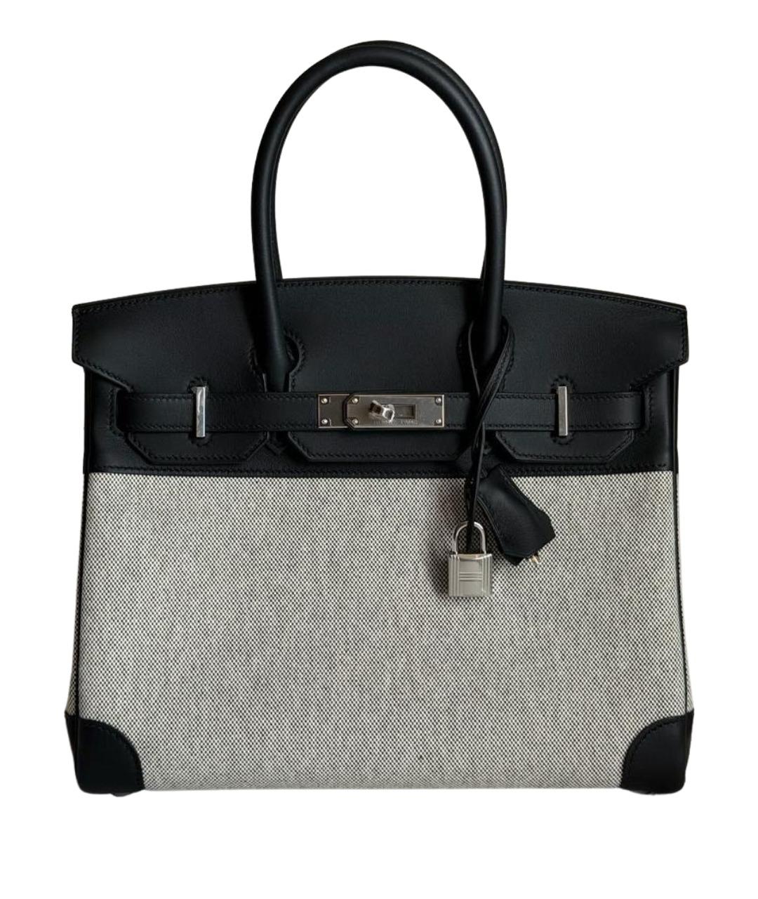 HERMES Серая тканевая сумка с короткими ручками, фото 1