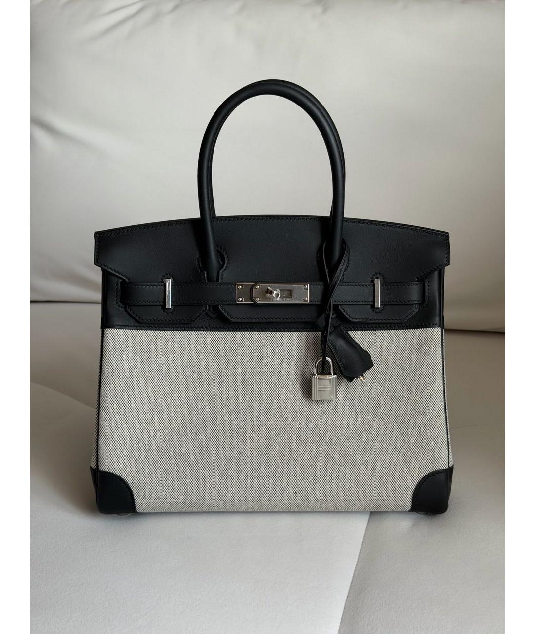 HERMES Серая тканевая сумка с короткими ручками, фото 6