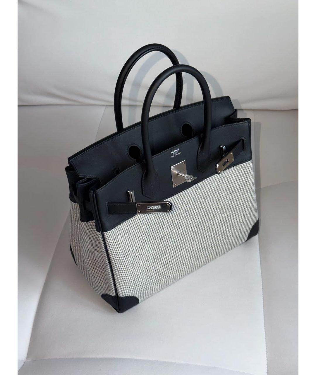 HERMES Серая тканевая сумка с короткими ручками, фото 5