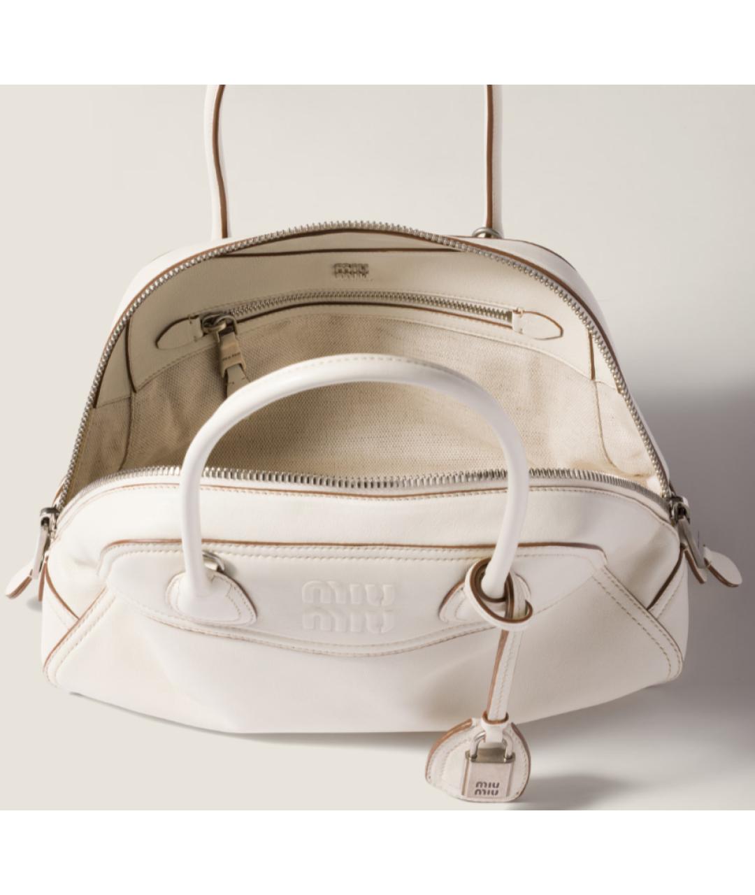 MIU MIU Белая кожаная сумка через плечо, фото 4