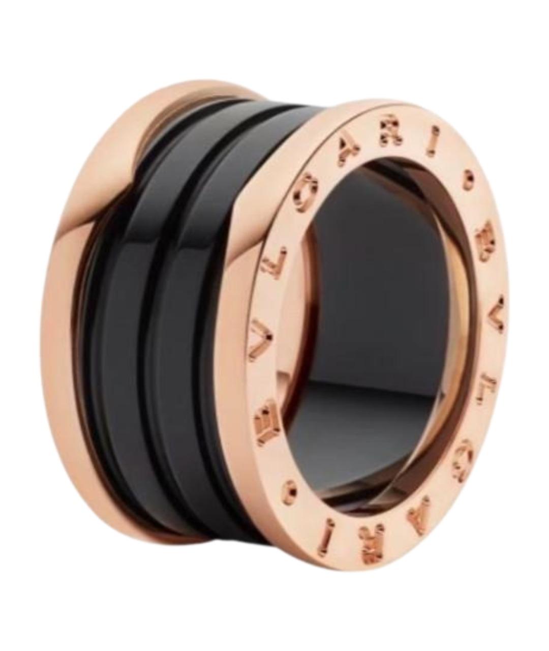 BVLGARI Черное кольцо из розового золота, фото 1