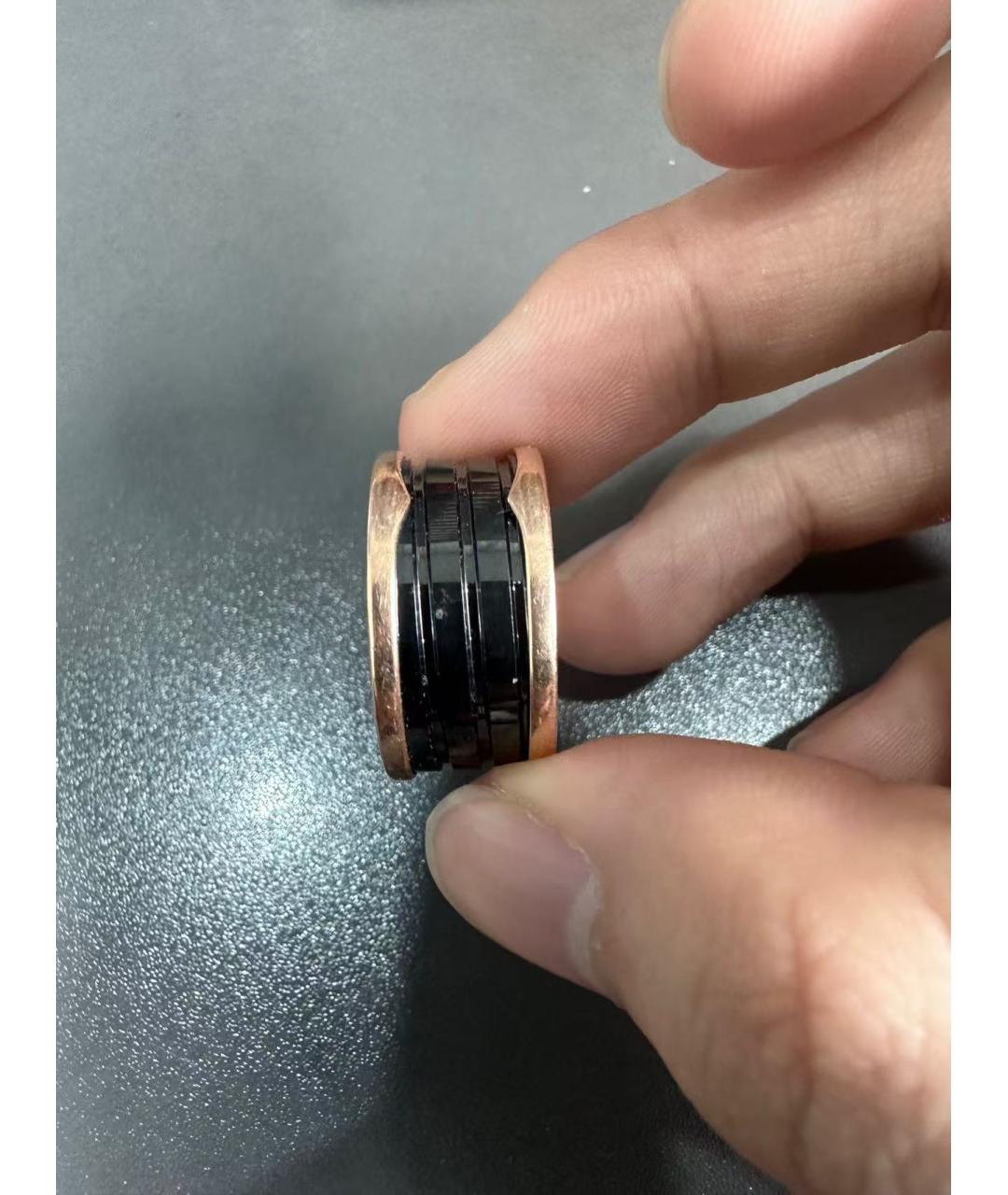 BVLGARI Черное кольцо из розового золота, фото 2