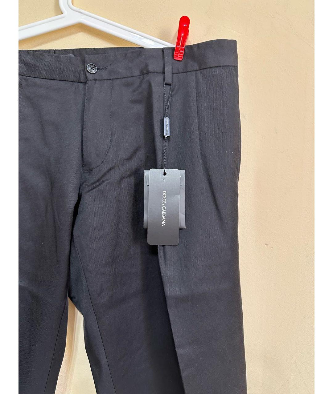 DOLCE&GABBANA Черные хлопковые повседневные брюки, фото 3