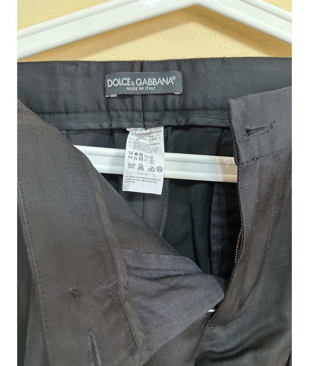 DOLCE&GABBANA Черные хлопковые повседневные брюки, фото 4