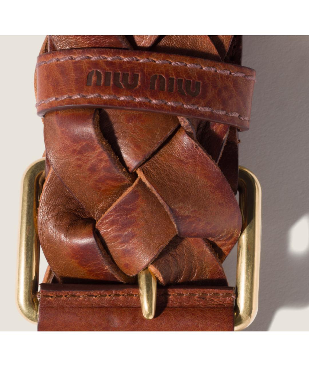 MIU MIU Коричневый кожаный ремень, фото 3