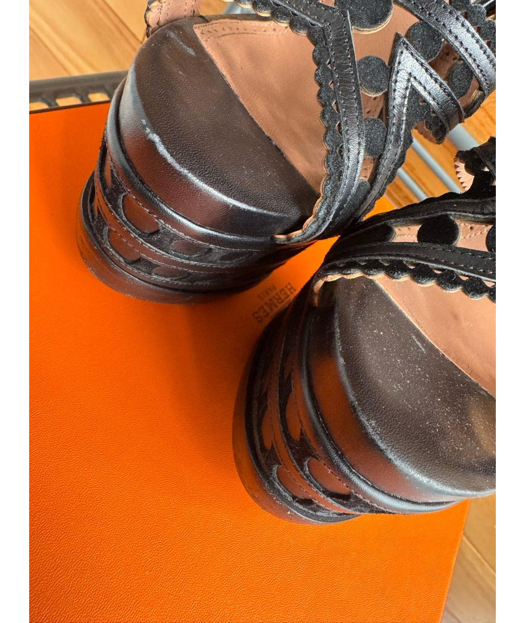 ALAIA Черные кожаные босоножки, фото 8