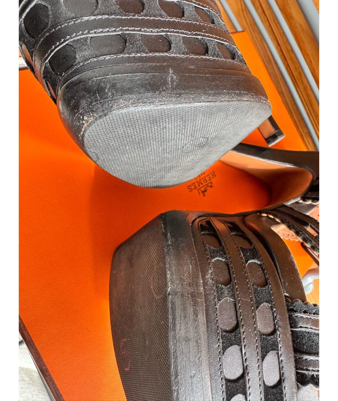 ALAIA Черные кожаные босоножки, фото 7