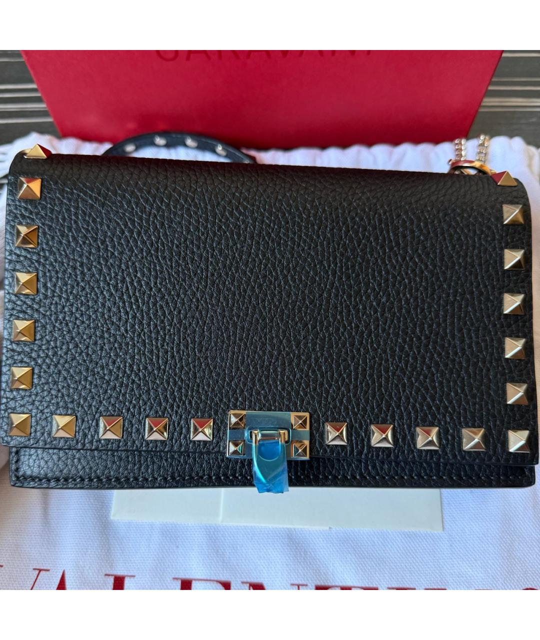 VALENTINO Черная кожаная сумка через плечо, фото 7