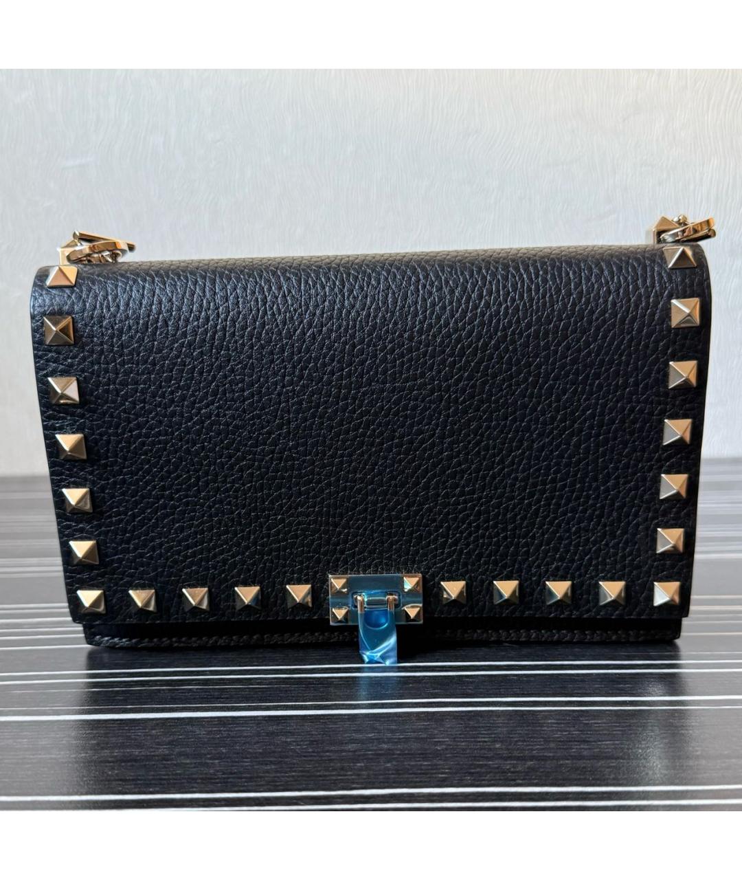 VALENTINO Черная кожаная сумка через плечо, фото 9