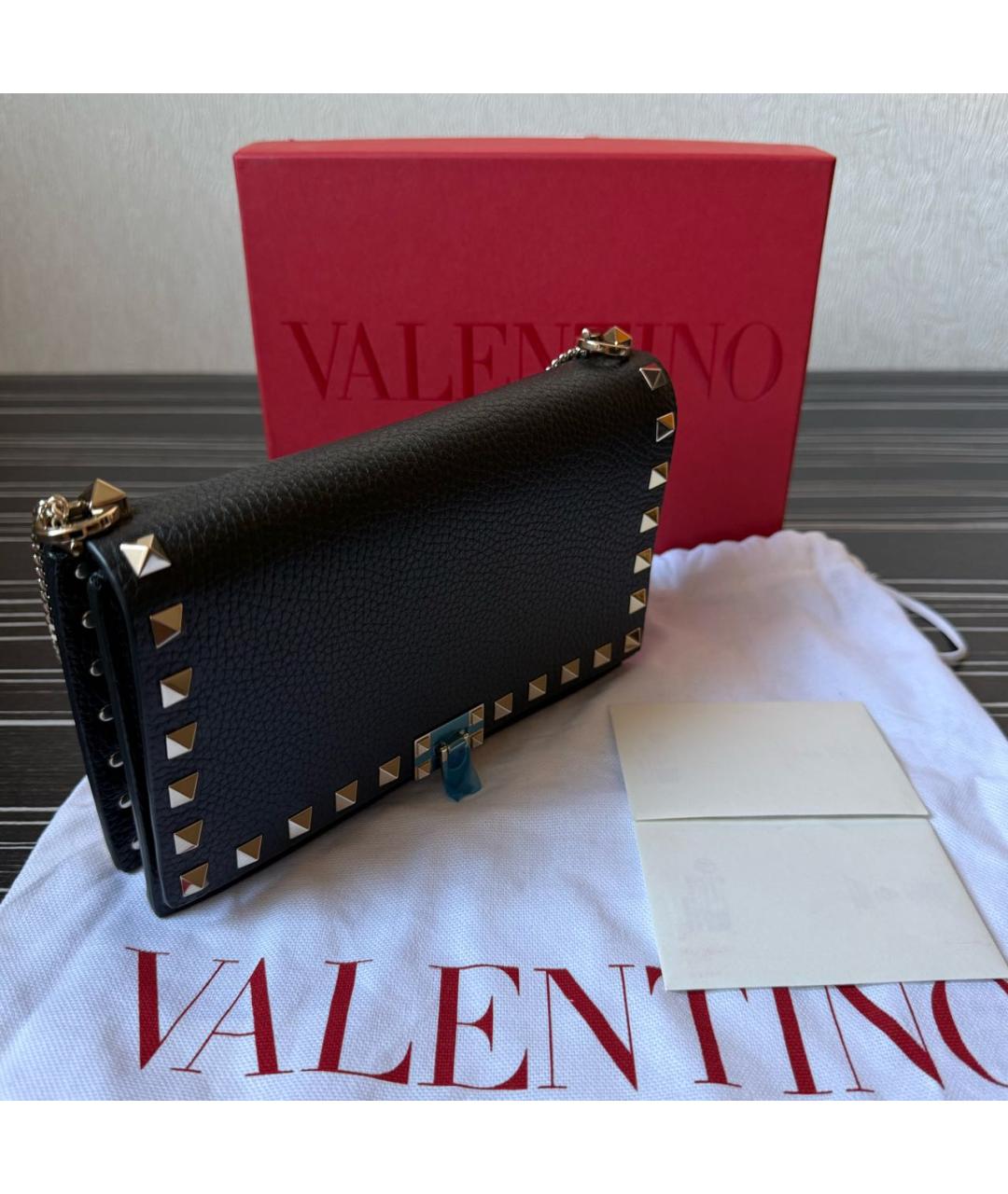 VALENTINO Черная кожаная сумка через плечо, фото 5