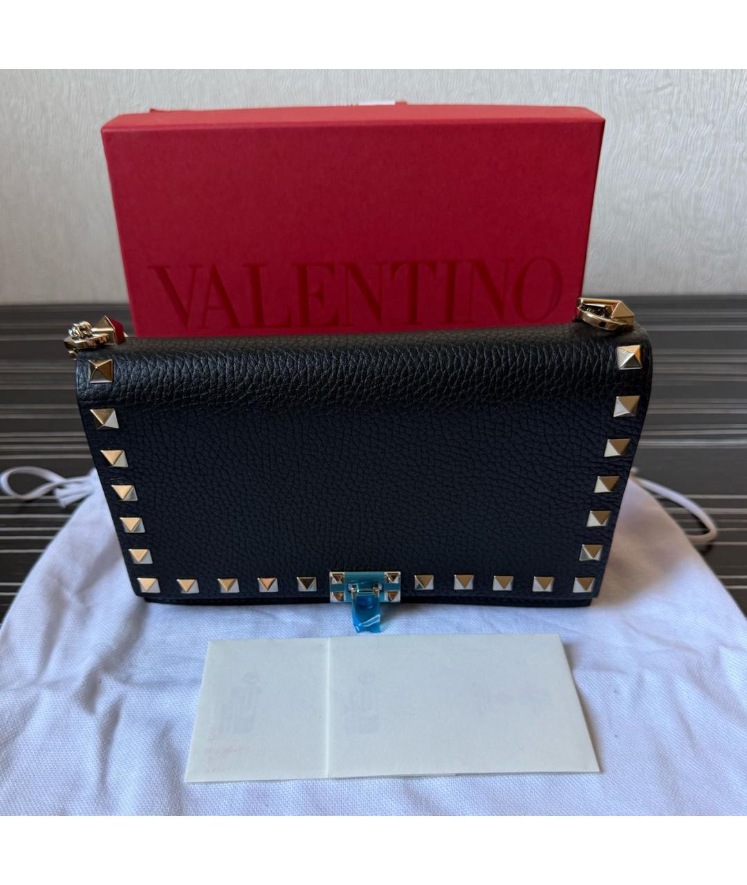 VALENTINO Черная кожаная сумка через плечо, фото 6