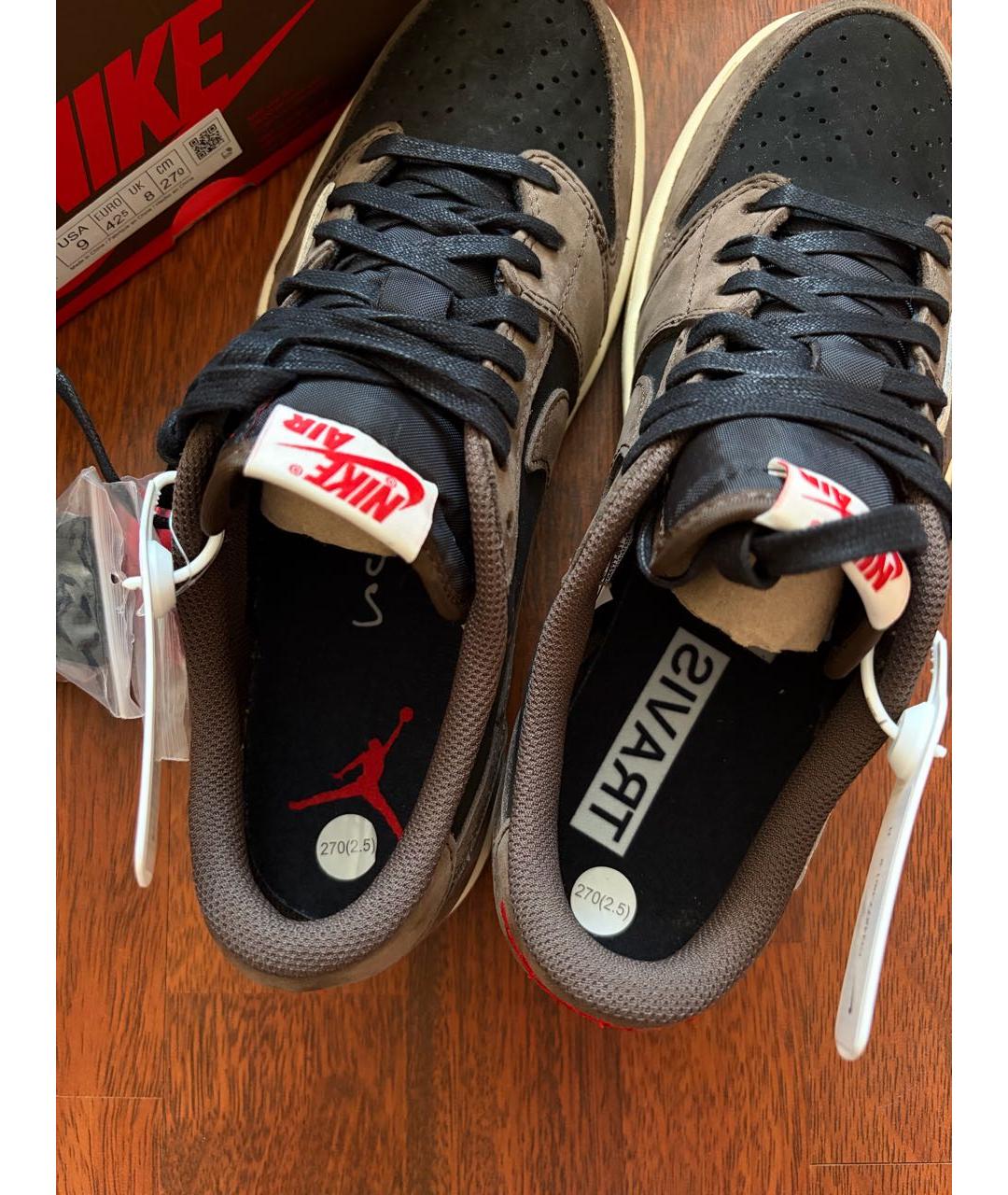 JORDAN Коричневые замшевые низкие кроссовки / кеды, фото 3