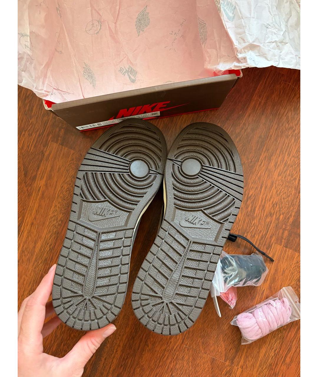 JORDAN Коричневые замшевые низкие кроссовки / кеды, фото 5